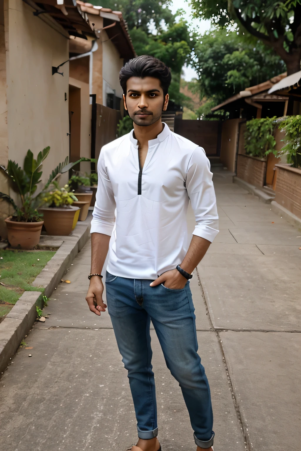 Genrate modern looking of Shree Krishn wearing casual