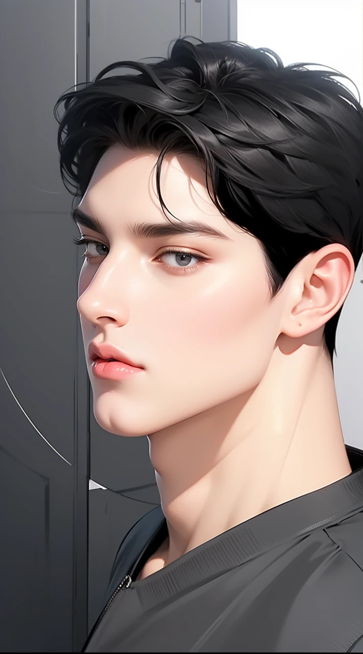 (best quality,4k,8k,highres,masterpiece:1.2),ultra-detailed,realistic,professional,(portraits,concept artists),vivid colors,sharp focus,HDR,studio lighting,(black hair:1.1),(black eyes:1.1), a man, muscualr,strong body,trained, ((wearing half sleeve black jacket)),