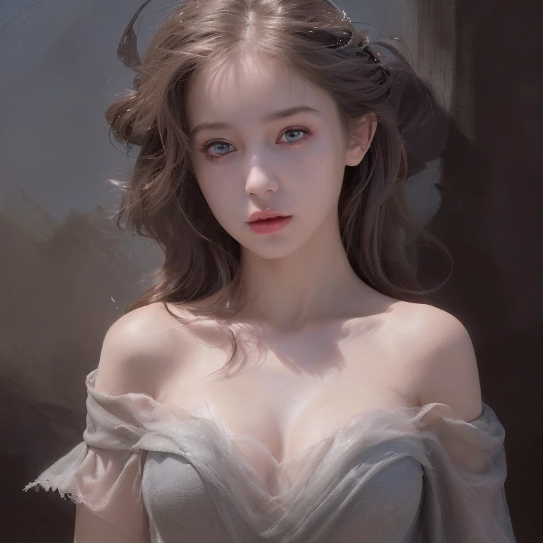 highest quality, masterpiece, Ultra-high resolution, (Realistic:1.4), RAW Photos, One girl, Off the shoulder, In the Dark, Deep Shadow, Modest, Cold Light , Upper Body