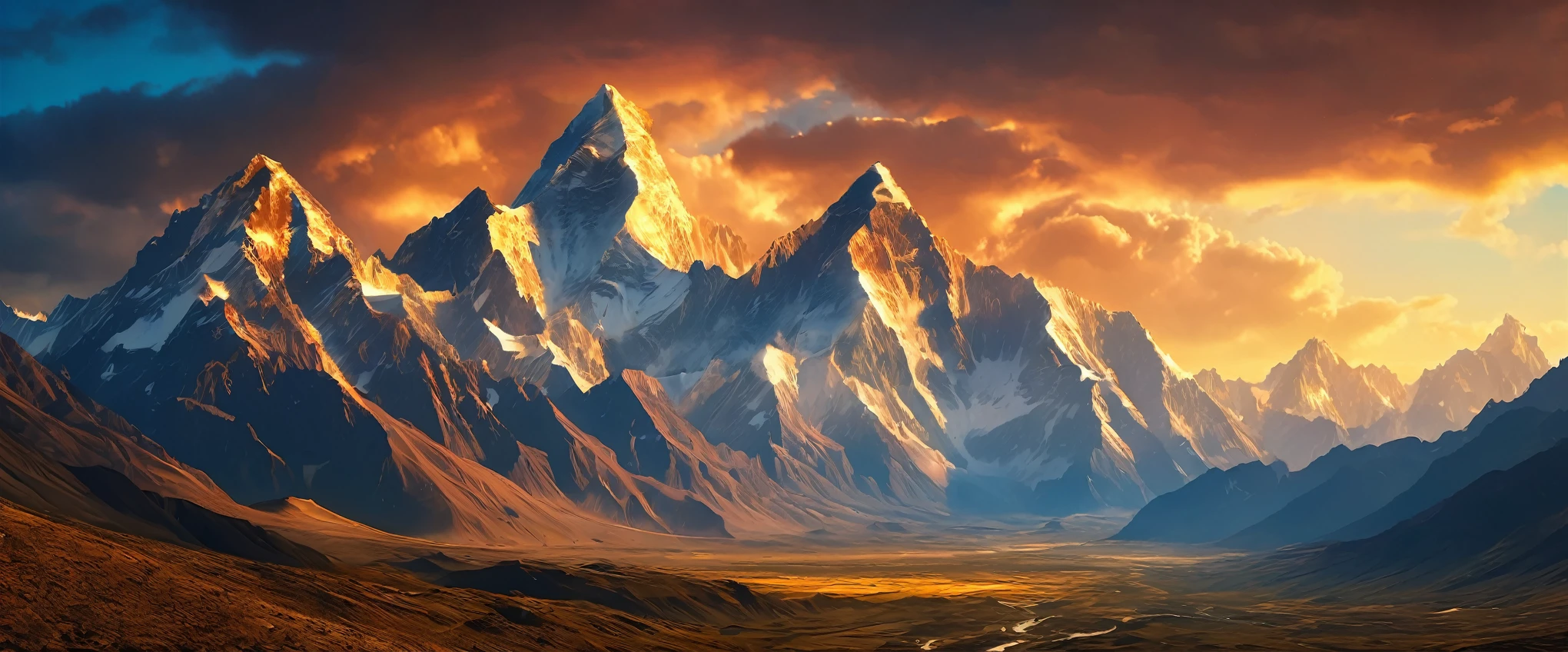 karakoram mountains ,UHD wallpaper, intricate details, volumetric lighting, realism BREAK (masterpiece:1.2), (best quality), 4k, ultra-detailed, (dynamic composition:1.4), 