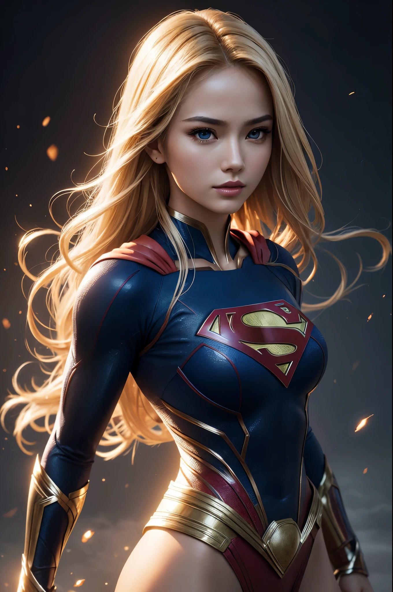 8K,Warrior Supergirl,Blonde,Super Beauty(Like the real thing),Kryptonian,Superman Costume,masterpiece,Photorealistic RAW photos of the highest quality。Bright colors,Rich colors, Backlight, Cinema Lighting, Film Grain, to be born, 50mm lens, Nikon D850,Realistic Skin,Fantasy art,Character Art,Ultra-high resolution,Surreal,A wonderful work of art、((Kyoto Panel Style))、Wind effects:1.9、Cloud Effect:1.2、Full Rendering、Professional quality high resolution、Perfect contrast、Perfect lighting、Perfect composition、Perfect Skin、Perfect Fingers、Perfect breasts、Perfect Hair、Perfect Face、Realistic facial features,super highest quality,Slim figure,Perfect body line,Perfect hand shape,Anatomical body balance,Highly detailed face,Highly detailed eyes,Beautiful Lips,Excellent light particles,Cinema Lighting,Makeup,Ultra-high resolution,超Realistic Skin,Sexy woman closeup,Dynamic pose,Hard and strong abs,Makeup,