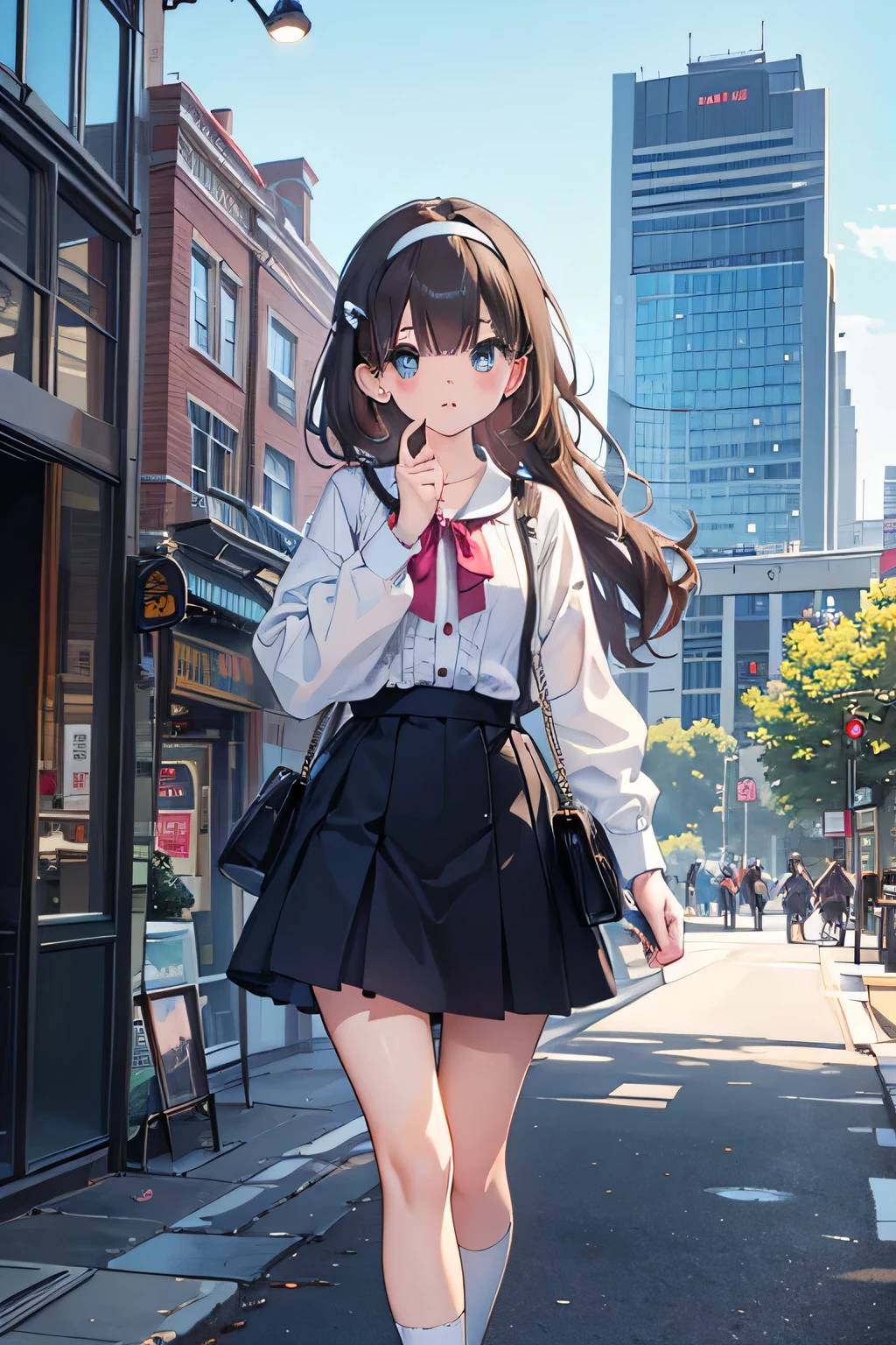 highest quality、High resolution、Detailed Background、(Beautiful face in every detail:1.4)、Anatomically correct、(Draw the usual number of fingers:1.2)、(Detailed facial expressions)、(Detailed eyes:1.2)、(Detailed eyes:1.2)、Teenage beauty、(Highly detailed face:1.4)、Brown Hair、Braided Ponytail、Braided Bob、Braided long hair、Wavy Hairstyle、well-groomed eyebrows、cute eye makeup、Cute Lip Makeup、cute gesture、Fit on one screen、Show the whole body、
(A beautiful girl with a big smile, with contemporary architecture and unique design buildings in the background:1.5)、
Pair a jumper skirt with a casual top、
Choose a striped T-shirt or a blouse with a cute print.、
Pair with casual shoes such as sneakers or loafers.、
You can also combine a jumper skirt with a blouse or knitwear with frills or lace to create a girly look.、Add some hair accessories and colorful socks to make your look even cuter.、
Jumper skirts can also give off a retro vibe.、
Pair it with a polka dot or checked blouse and add a headband or vintage-inspired accessories to complete the retro look.、
Contemporary architecture and unique design buildings、Very original and innovative design、
The building features curved shapes and innovative construction in steel and glass.、
The building features curved and angular shapes and modern materials such as glass and steel.、
The building features a glass facade and energy-efficient design.、
Walt Disney Concert Hall in California and the Guggenheim Museum Bilbao in Spain、Germany's Dresden State Art Museum and Austria's Vienna Zentralbahnhof、London City Hall in the UK and Berlin Central Station in Germany、cute