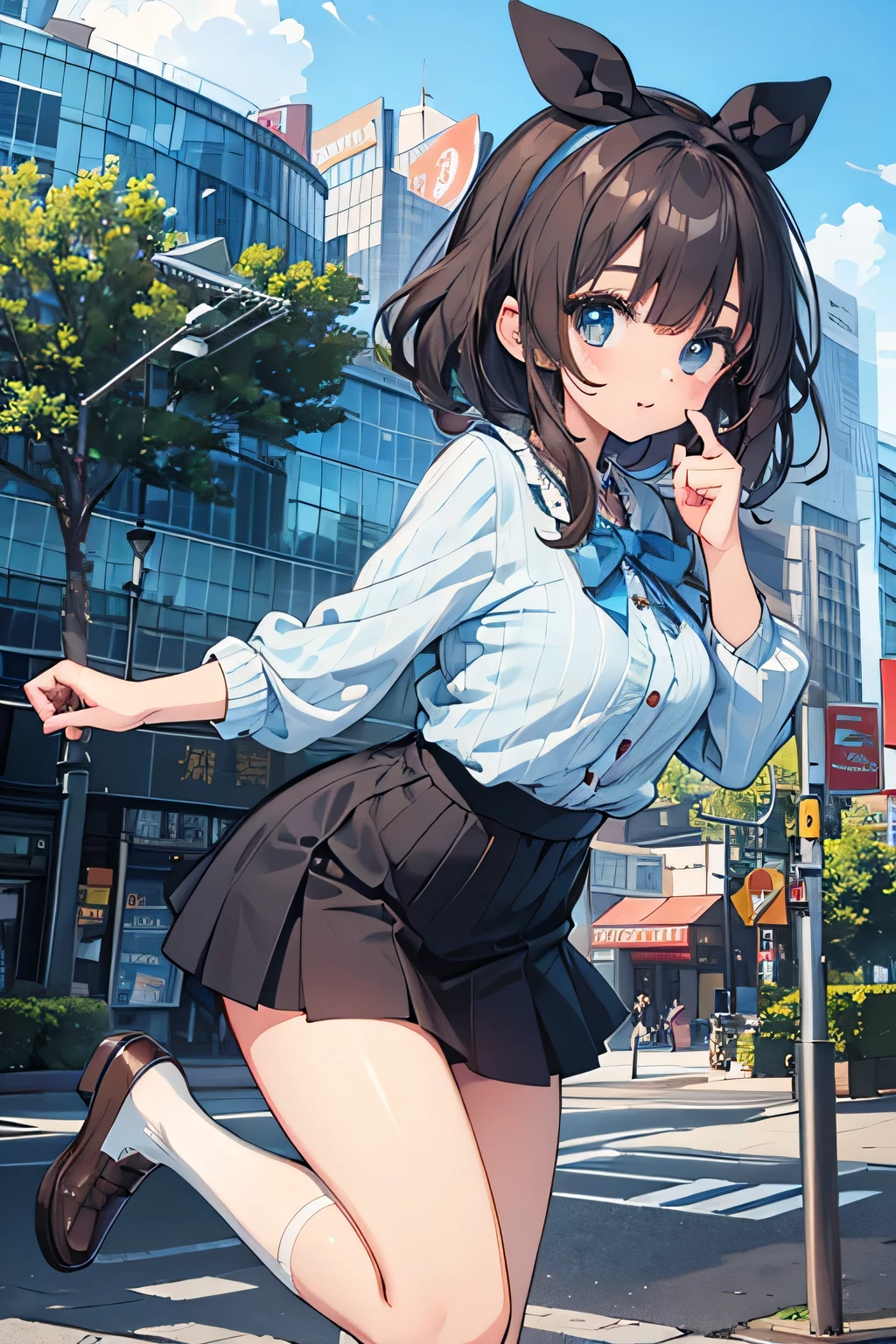 highest quality、High resolution、Detailed Background、(Beautiful face in every detail:1.4)、Anatomically correct、(Draw the usual number of fingers:1.2)、(Detailed facial expressions)、(Detailed eyes:1.2)、(Detailed eyes:1.2)、Teenage beauty、(Highly detailed face:1.4)、Brown Hair、Braided Ponytail、Braided Bob、Braided long hair、Wavy Hairstyle、well-groomed eyebrows、cute eye makeup、Cute Lip Makeup、cute gesture、Fit on one screen、Show the whole body、

(A beautiful girl with a big smile, with contemporary architecture and unique design buildings in the background:1.5)、

Pair a jumper skirt with a casual top、
Choose a striped T-shirt or a blouse with a cute print.、
Pair with casual shoes such as sneakers or loafers.、

You can also combine a jumper skirt with a blouse or knitwear with frills or lace to create a girly look.、Add some hair accessories and colorful socks to make your look even cuter.、

Jumper skirts can also give off a retro vibe.、
Pair it with a polka dot or checked blouse and add a headband or vintage-inspired accessories to complete the retro look.、

Contemporary architecture and unique design buildings、Very original and innovative design、
The building features curved shapes and innovative construction in steel and glass.、
The building features curved and angular shapes and modern materials such as glass and steel.、
The building features a glass facade and energy-efficient design.、
Walt Disney Concert Hall in California and the Guggenheim Museum Bilbao in Spain、Germany&#39;s Dresden State Art Museum and Austria&#39;s Vienna Zentralbahnhof、London City Hall in the UK and Berlin Central Station in Germany、cute