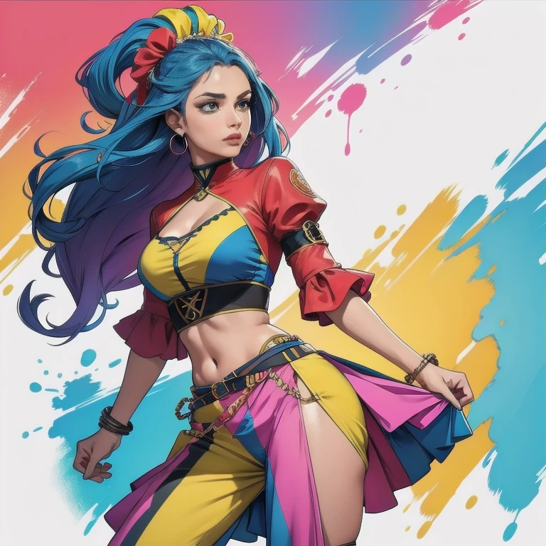 Melhor qualidade, mulher,Colorful clothes, stand, looking to observer