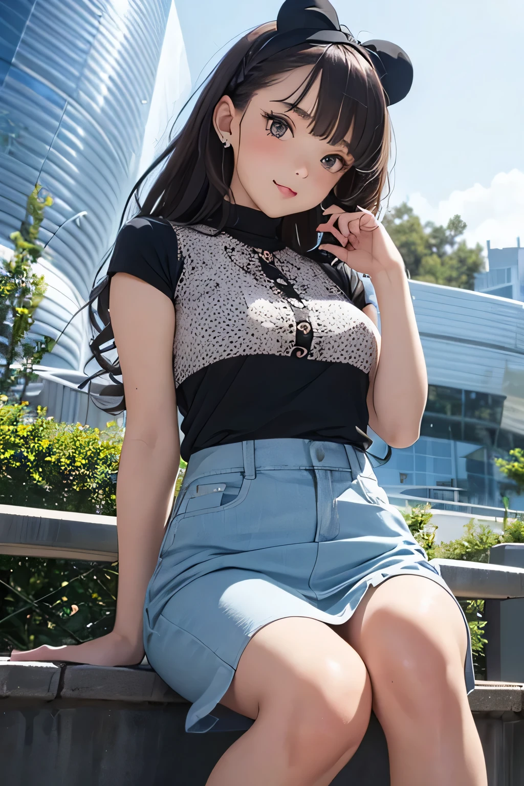 highest quality、High resolution、Detailed Background、(Beautiful face in every detail:1.4)、Anatomically correct、(Draw the usual number of fingers:1.2)、(Detailed facial expressions)、(Detailed eyes:1.2)、(Detailed eyes:1.2)、age beauty、(Highly detailed face:1.4)、Brown Hair、Braided Ponytail、Braided Bob、Braided long hair、Wavy Hairstyle、well-groomed eyebrows、cute eye makeup、Cute Lip Makeup、cute gesture、Fit on one screen、Show the whole body、
(A beautiful girl with a big smile, with contemporary architecture and unique design buildings in the background:1.5)、
Pair a jumper skirt with a casual top、
Choose a striped T-shirt or a blouse with a cute print.、
Pair with casual shoes such as sneakers or loafers.、
You can also combine a jumper skirt with a blouse or knitwear with frills or lace to create a girly look.、Add some hair accessories and colorful socks to make your look even cuter.、
Jumper skirts can also give off a retro vibe.、
Pair it with a polka dot or checked blouse and add a headband or vintage-inspired accessories to complete the retro look.、
Contemporary architecture and unique design buildings、Very original and innovative design、
The building features curved shapes and innovative construction in steel and glass.、
The building features curved and angular shapes and modern materials such as glass and steel.、
The building features a glass facade and energy-efficient design.、
Walt Disney Concert Hall in California and the Guggenheim Museum Bilbao in Spain、Germany's Dresden State Art Museum and Austria's Vienna Zentralbahnhof、London City Hall in the UK and Berlin Central Station in Germany、cute
