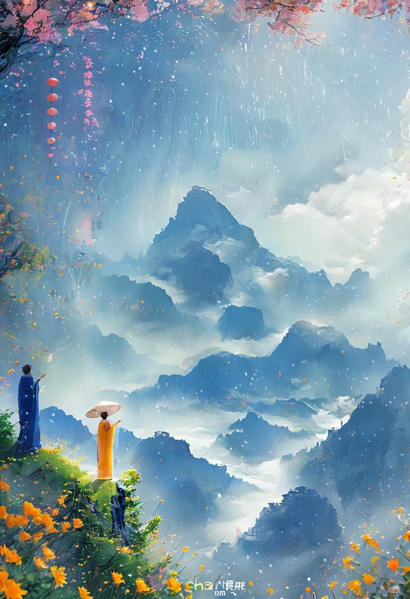 Cai GuoRUN's illustration style, 1girl，A woman in a long skirt stands on a cliff and looks up at the starry sky，Goddess of space，Milky Way Goddess，Goddess of Heaven，Astral Ethereal，dream，Beautiful celestial wizard，Beautiful fantasy painting，Beautiful fantasy art，Ethereal fantasy，非常Beautiful fantasy art，Digital Art Fantasy，enchanting and otherworldly，Fantasy Beauty，The beautiful art of Octane UHD 8K rendering，Volumetric Light，Natural soft light，(Ultra-delicate:1.2，Loss of focus:1.2，Colorful，Movie Lighting，Chiaroscuro，Ray Tracing)，masterpiece，Super rich，Ultra Detailed，8k, 1cgrssh1