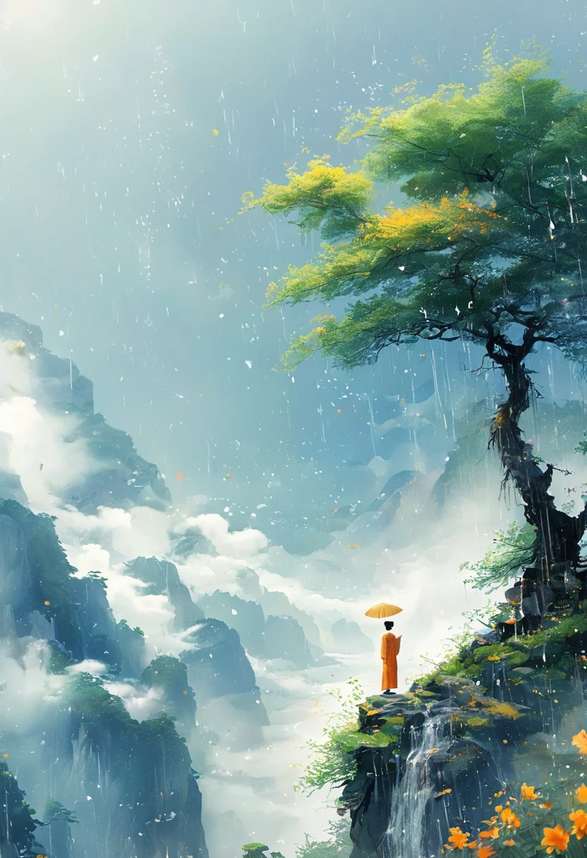 Cai GuoRUN's illustration style, 1girl，A woman in a long skirt stands on a cliff and looks up at the starry sky，Goddess of space，Milky Way Goddess，Goddess of Heaven，Astral Ethereal，dream，Beautiful celestial wizard，Beautiful fantasy painting，Beautiful fantasy art，Ethereal fantasy，非常Beautiful fantasy art，Digital Art Fantasy，enchanting and otherworldly，Fantasy Beauty，The beautiful art of Octane UHD 8K rendering，Volumetric Light，Natural soft light，(Ultra-delicate:1.2，Loss of focus:1.2，Colorful，Movie Lighting，Chiaroscuro，Ray Tracing)，masterpiece，Super rich，Ultra Detailed，8k, 1cgrssh1