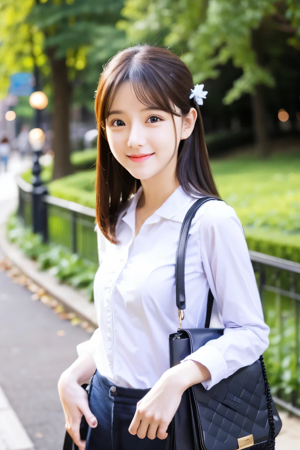 (highest quality,masterpiece:1.3,ultra high resolution),(Super detailed,caustics,8K),(realistic:1.4,RAW shooting),1 girl,(smile and look down at the camera),(front shot:1.1),(look forward),20-year-old,cute,Japanese,glamorous,(small tits),( close),(chest focus),street,sunlight,Natural light,(Backlight),(A bright light shines from behind),(Lens flare),professional writing,(cowboy shot),(low position:1.3),(Low - Angle:1.3),mini skirt,trendy fashion,full body shot