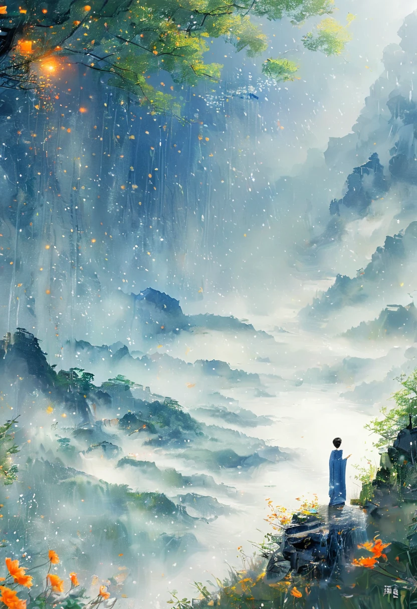 Cai GuoRUN's illustration style, 1girl，A woman in a long skirt stands on a cliff and looks up at the starry sky，Goddess of space，Milky Way Goddess，Goddess of Heaven，Astral Ethereal，dream，Beautiful celestial wizard，Beautiful fantasy painting，Beautiful fantasy art，Ethereal fantasy，非常Beautiful fantasy art，Digital Art Fantasy，enchanting and otherworldly，Fantasy Beauty，The beautiful art of Octane UHD 8K rendering，Volumetric Light，Natural soft light，(Ultra-delicate:1.2，Loss of focus:1.2，Colorful，Movie Lighting，Chiaroscuro，Ray Tracing)，masterpiece，Super rich，Ultra Detailed，8k, 1cgrssh1