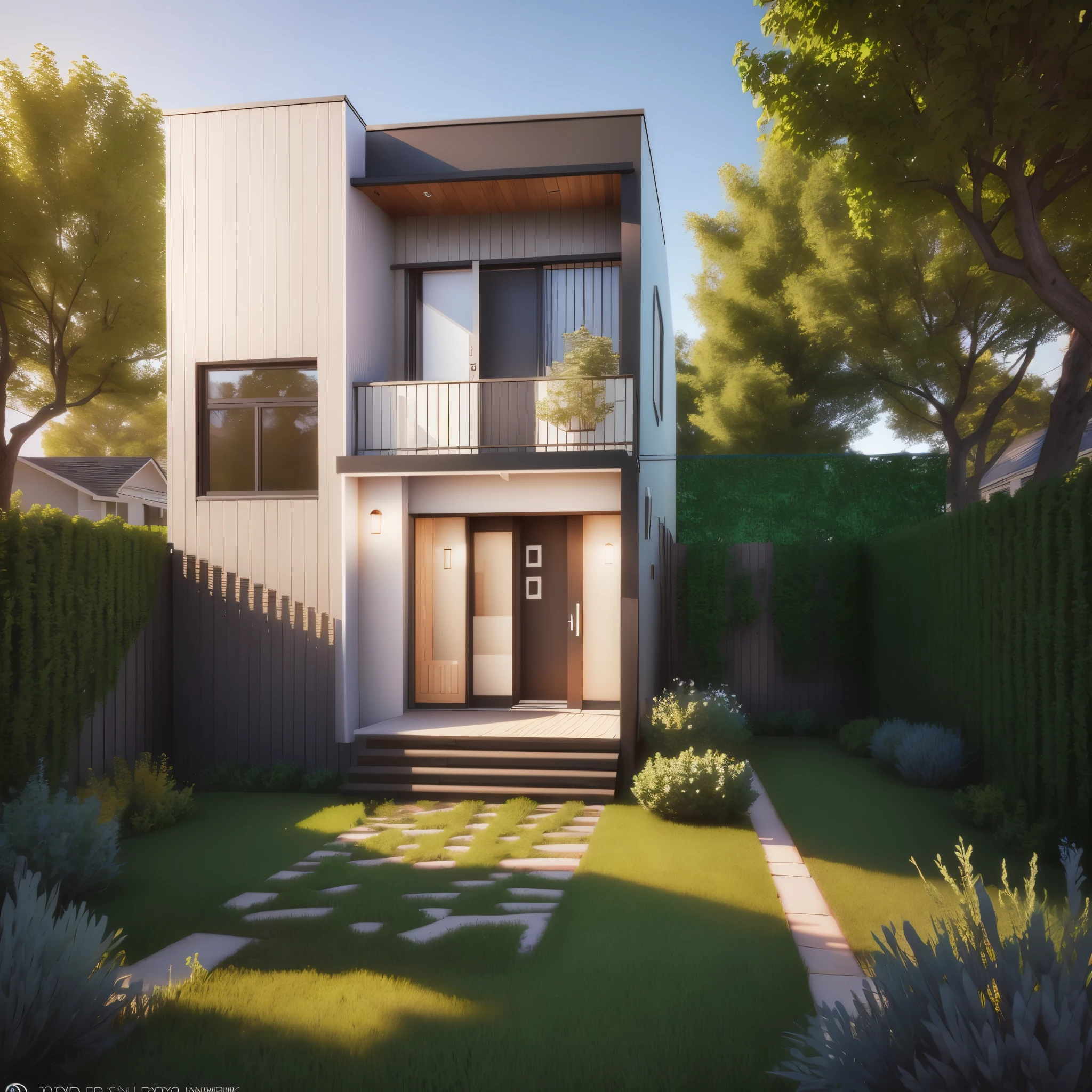 a rendering of a small house , with 3 d render, with 3d render, front perspective, frontview, concept house, 3d rendering, 3 d rendering, complete house, sketch - up, front elevation view, front-view, render 3 d, 2 d render, vue 3d render, wide establishing shot