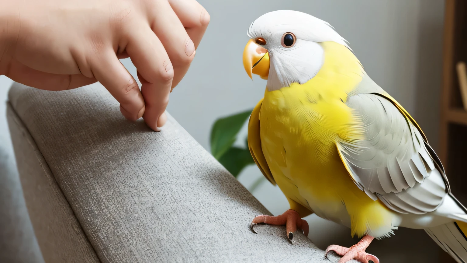 cockatiel with owner