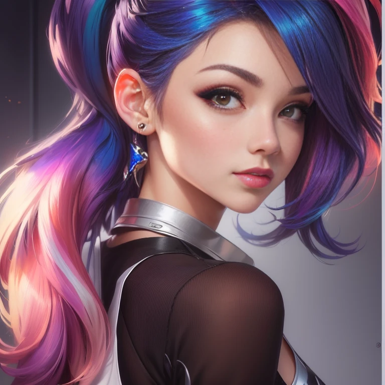 a close up of a woman with a colorful hair and a rainbow, short hair, style artgerm, ig model | artgerm, artgerm style, extremely detailed artgerm, artgerm. high detail, artgerm colorful!!!, style of artgerm, artgerm 4 k, rossdraws cartoon vibrant, artgerm portrait