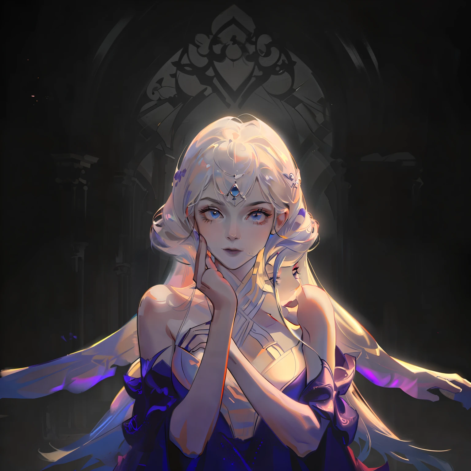 fair, masterpiece, best quality, ((beautiful eyes), (Delicate face)), HiKG, cartoon, 1 Girl, same,, Portrait Photography, Looking at the audience, Intricate details,, ((Strong contrast between light and dark)),, (5 fingers, Exquisite hand shape, 1.5)),