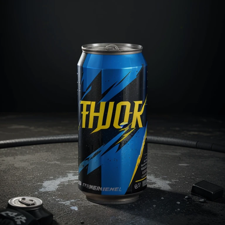 I can describe how a Thunder Bolt energy drink can might look based on a typical energy drink design:
**Brand Name:** THUNDER BOLT
**Can Design:**
- **Color Scheme:** The can is a bold mix of electric blue and silver, with lightning bolt accents in a vibrant yellow color to convey energy and power.
- **Logo:** The brand name "THUNDER BOLT" is prominently displayed in a modern, edgy font across the center of the can.
- **Graphics:** Images of lightning bolts striking, sparking energy, or storm clouds could be used as background graphics to convey the energetic and powerful nature of the drink.
- **Slogan:** "Unleash the Power Within" or "Feel the Energy Surge" could be included to reinforce the message of the product.
- **Nutritional Information:** Clear and easy-to-read information about the ingredients, caffeine content, and nutritional value should be displayed on the back of the can.
- **Size:** The can is likely a standard 16-ounce (473 ml) size to align with typical energy drink packaging.
Please note that this is a general description based on common energy drink design elements. The actual design of a Thunder Bolt energy drink can may vary based on the brand's specific marketing preferences and target audience.