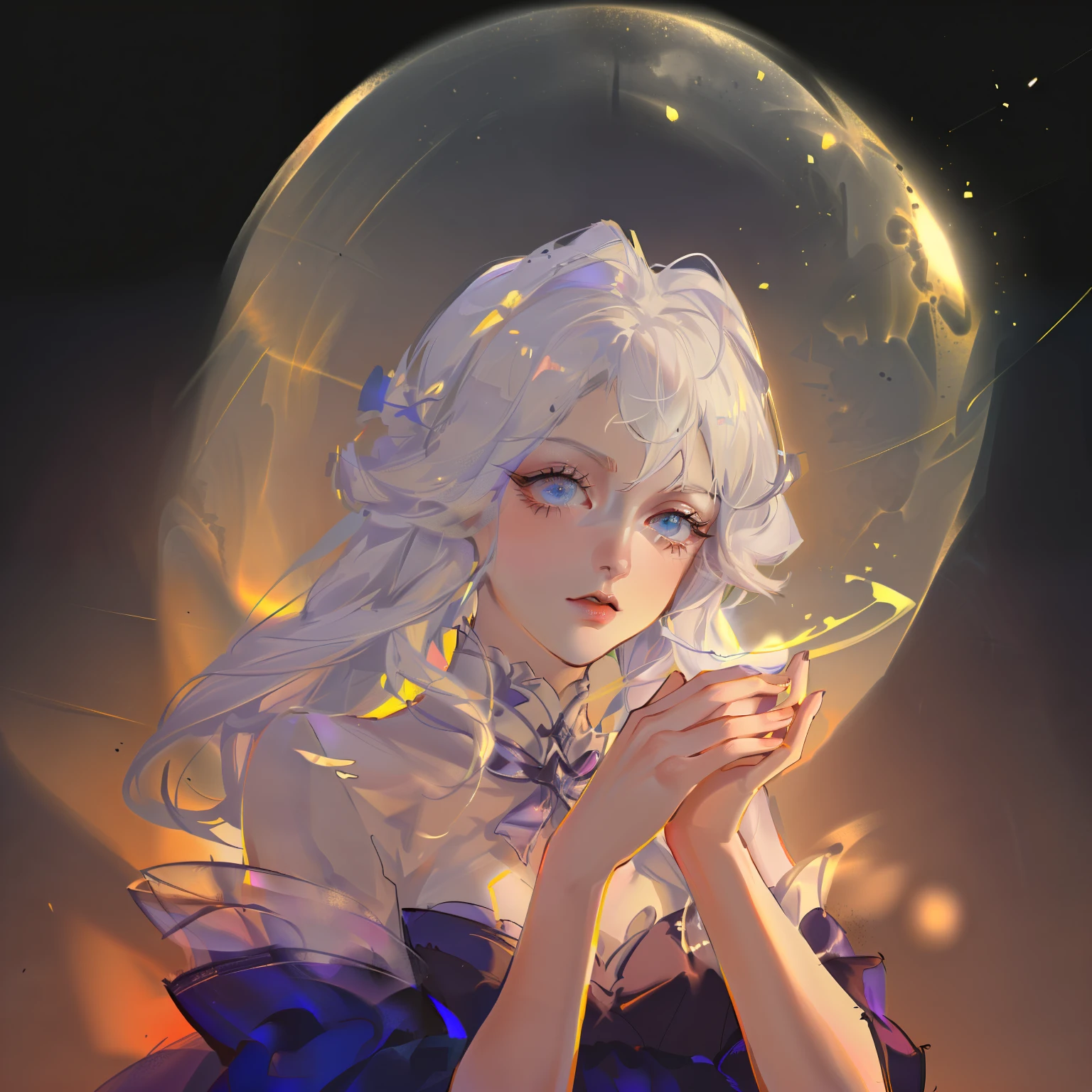 fair, masterpiece, best quality, ((beautiful eyes), (Delicate face)), HiKG, cartoon, 1 Girl, same,, Portrait Photography, Looking at the audience, Intricate details,, ((Strong contrast between light and dark)),, (5 fingers, Exquisite hand shape, 1.5)),