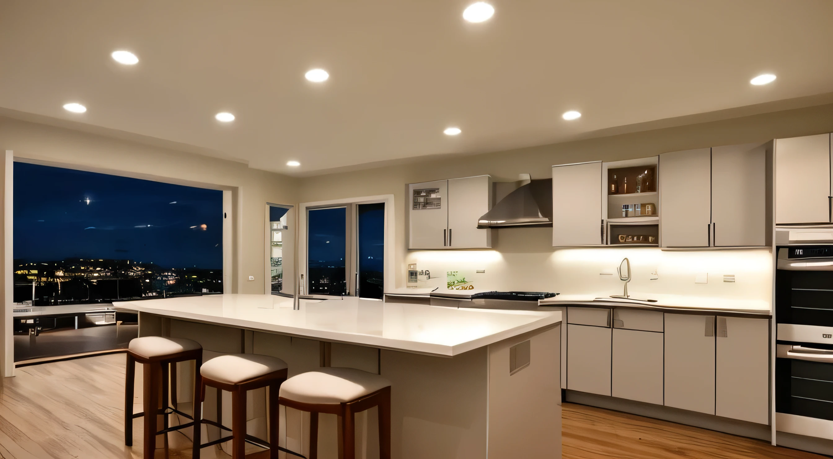 simple,Cinematic room,Take a wide shot,kitchen,night