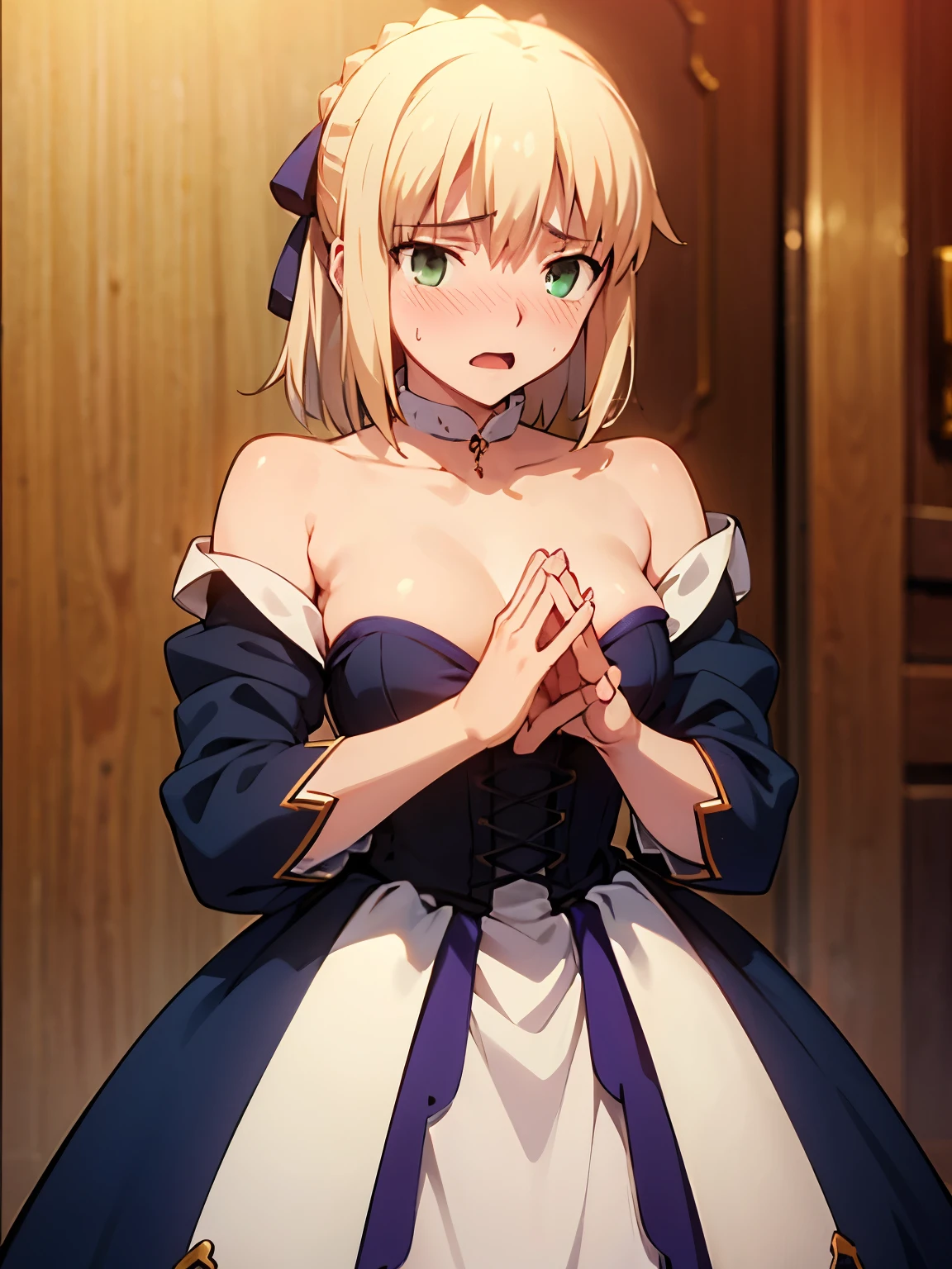 NSFW,Faltria,dress,Embarrassed,blush,confused,(Perfect hands),(Perfect Anatomy),(masterpiece),(highest quality)