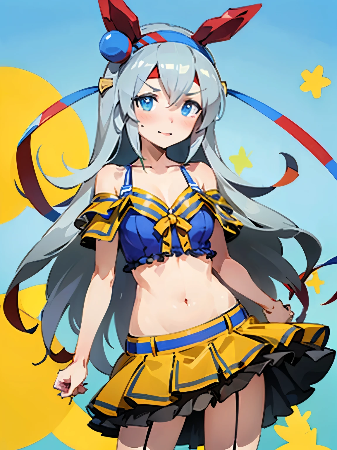 NSFW,tamamo cross \(umamusume\),(Perfect hands),(Perfect Anatomy),(masterpiece),(highest quality),Embarrassed,blush,cropped,Off the shoulder,High-quality lingerie,Shopping mall