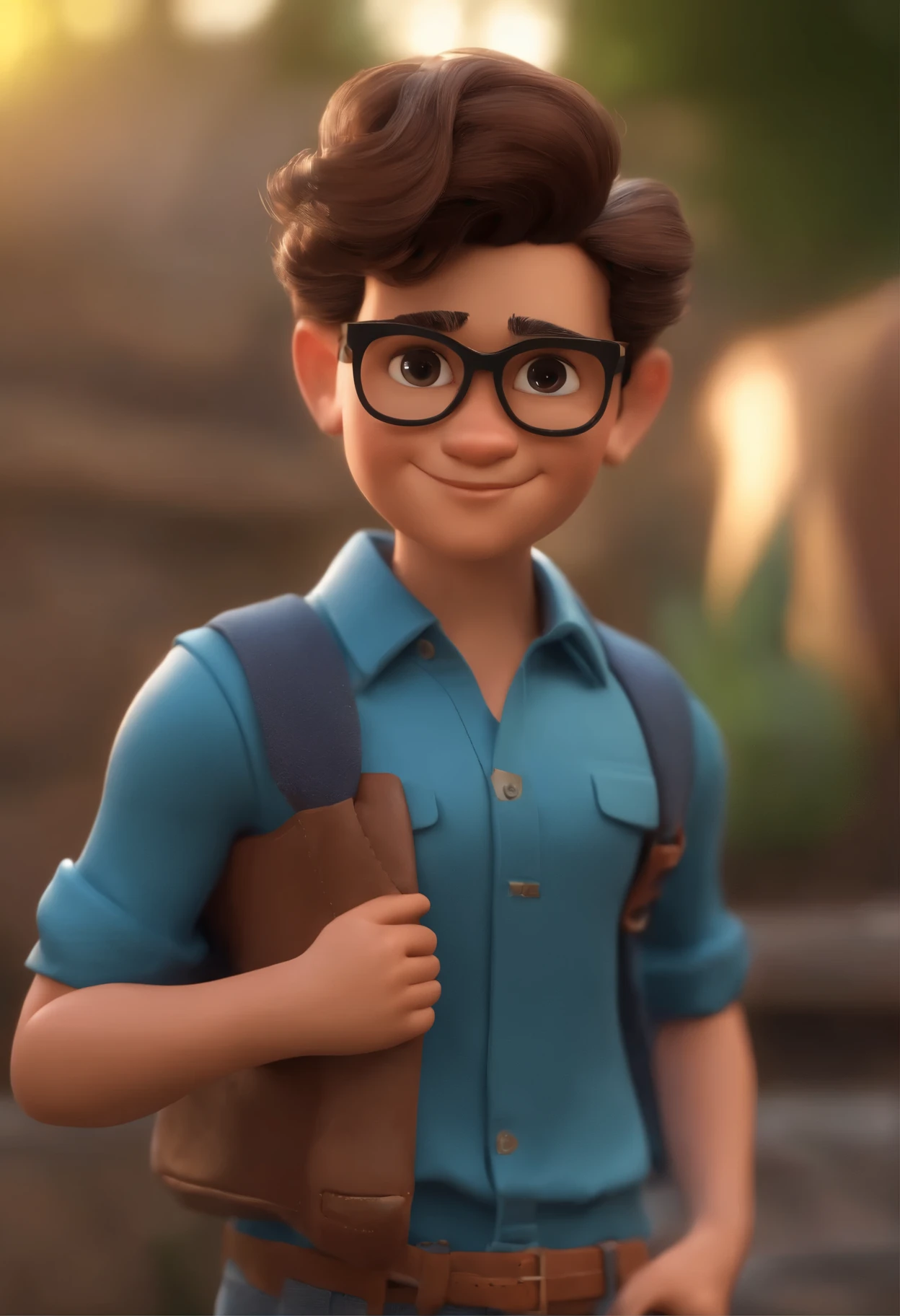 Cartoon character of a dragon and a boy with black glasses and blue shirt, animation character, personaje estilizado, animation style rendering, 3D estilizado, Arnold Maya renderizado, Render 3D estilizado, Toon render keyshot, Personaje 3D, Personaje 3D, Stylized 3D rendering, renderizado de personajes 3d, personaje animado, Close-up character, Pose del personaje,  (Estilo Pixar) (parte maestra:1.2) (bokeh) (mejor calidad) (piel detallada) (textura detallada) (8k) (arcilla) (cinematic lighting) (Sharp focus