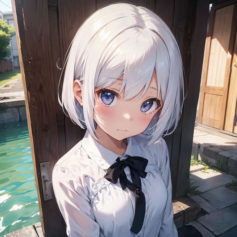 Shy girl、Fidgety、suicide、White Hair、Bobcut、Watery eye、Looking Down
