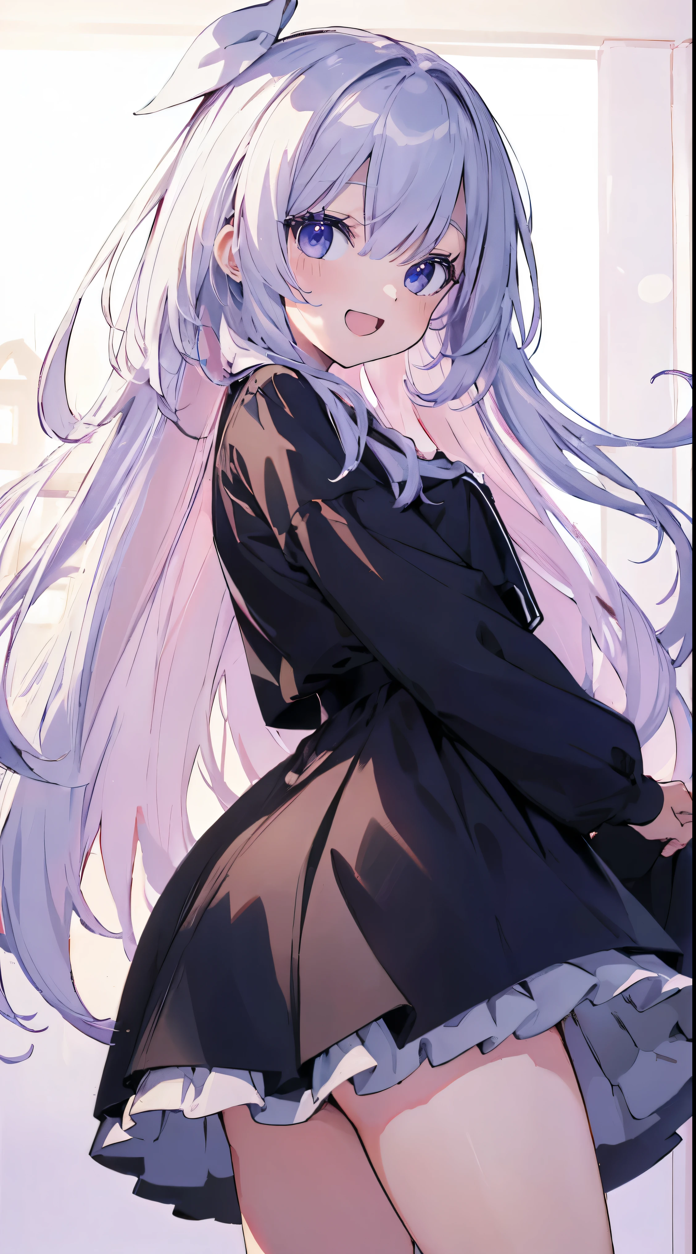 Masterpiece、Highest quality、highest quality、((((Petite))))、(Open Mouth Smile)、Shiny hair quality、Small face、Dynamic pose、Super detailed, beautiful, wide eyes、Ultra-detailed, clear and beautiful faces、(cute illustration:1.2), High-resolution, ultra-detailed, best quality, embarrassed、Thighs