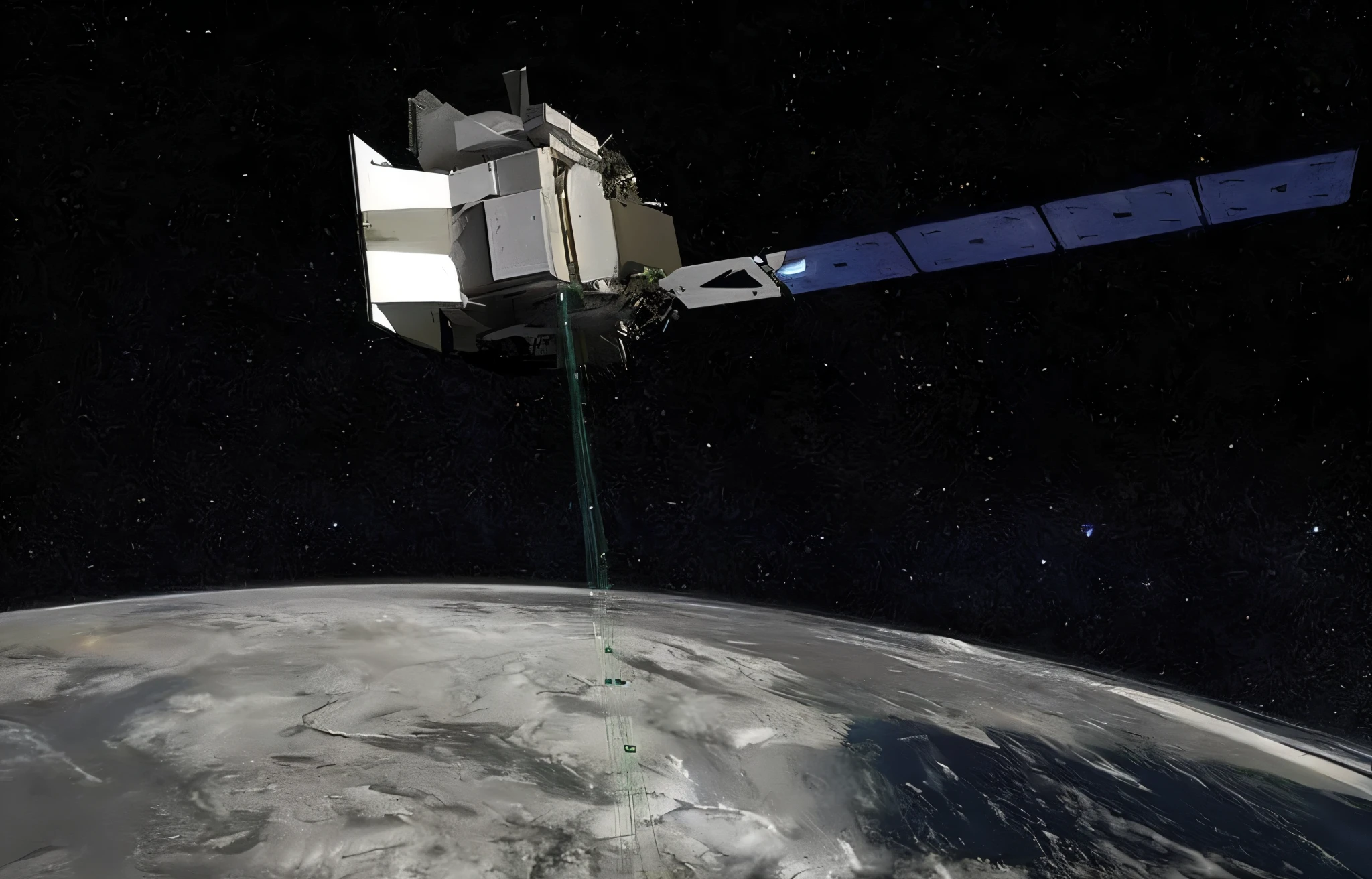 Highlight this satellite，Beautify this space scene