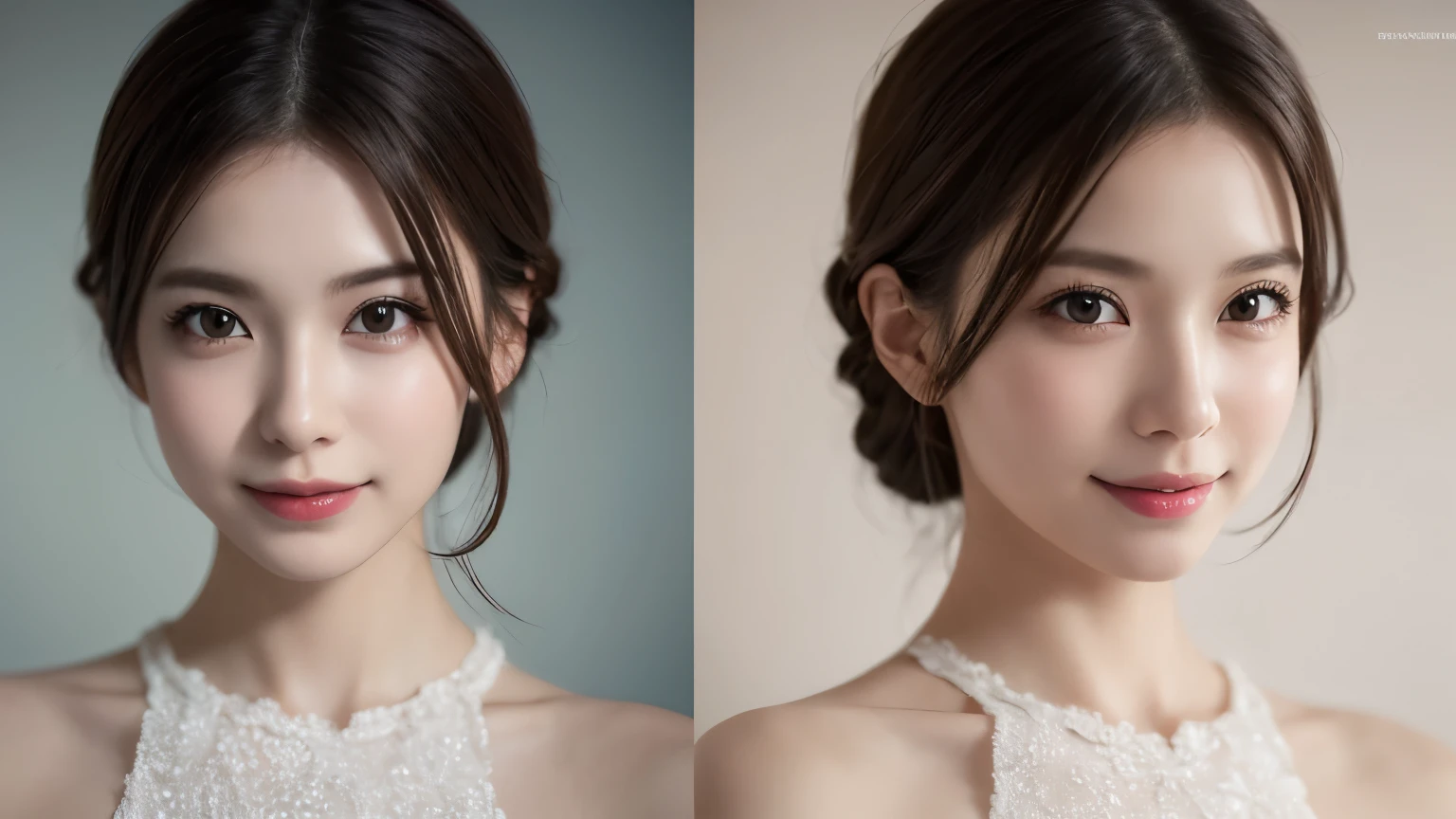 One Girl, (Dress in trendy fashion:1.2), (RAW Photos, highest quality), (Realistic, Photorealistic:1.4), Tabletop, Very delicate and beautiful, Very detailed, 2k wallpaper, wonderful, In detail, Very detailedな CG Unity 8K 壁紙, Very detailedな, High resolution, Soft Light, Beautiful detailed girl, looking at the camera、Very detailedな目と顔, Beautifully detailed nose, Beautiful fine details, Bob Hair, small, White clothes、White background、Background is white、Cinema Lighting, Perfect Anatomy, Slender body, smile,