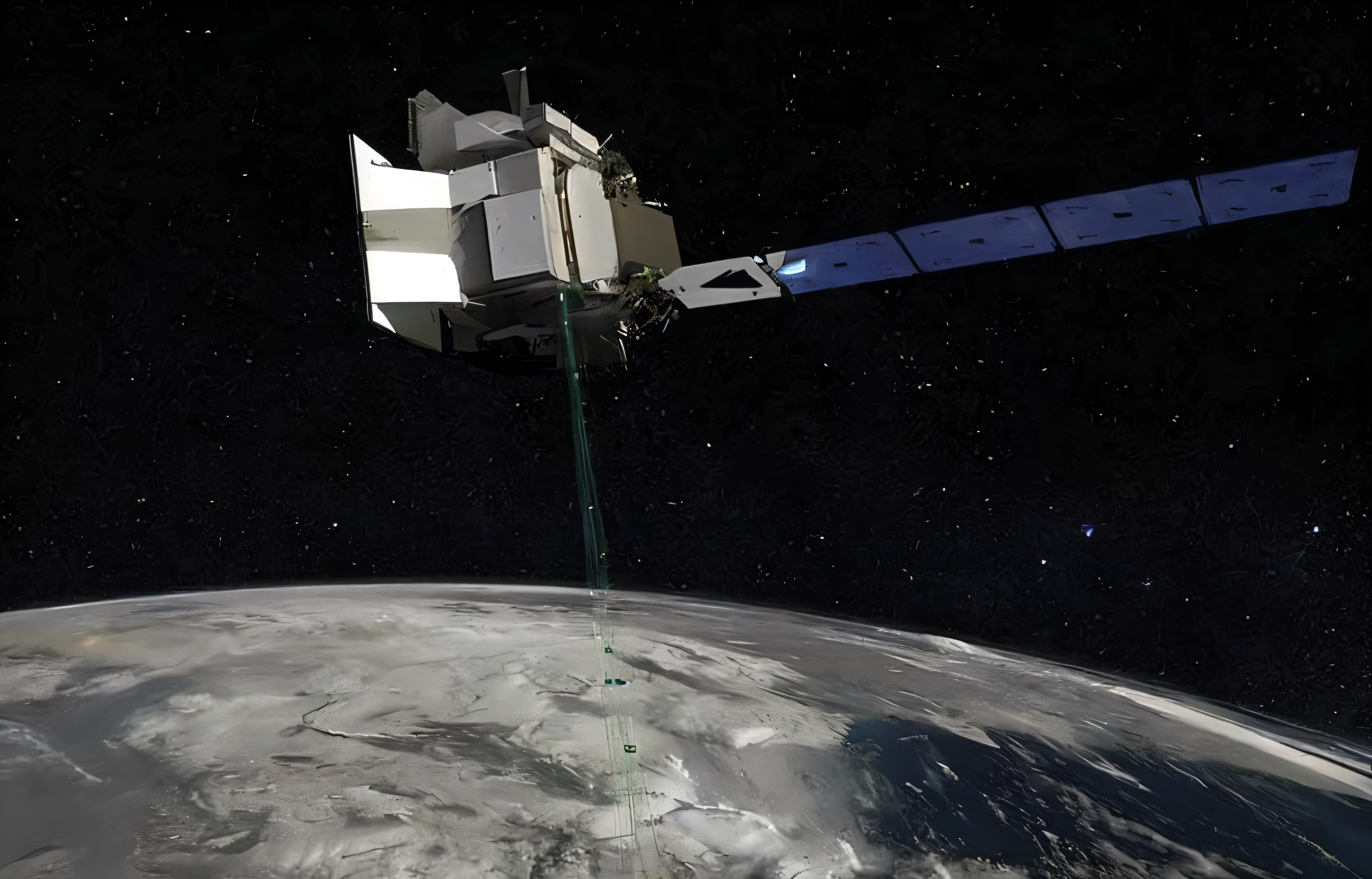 Highlight this satellite,Beautify this space scene