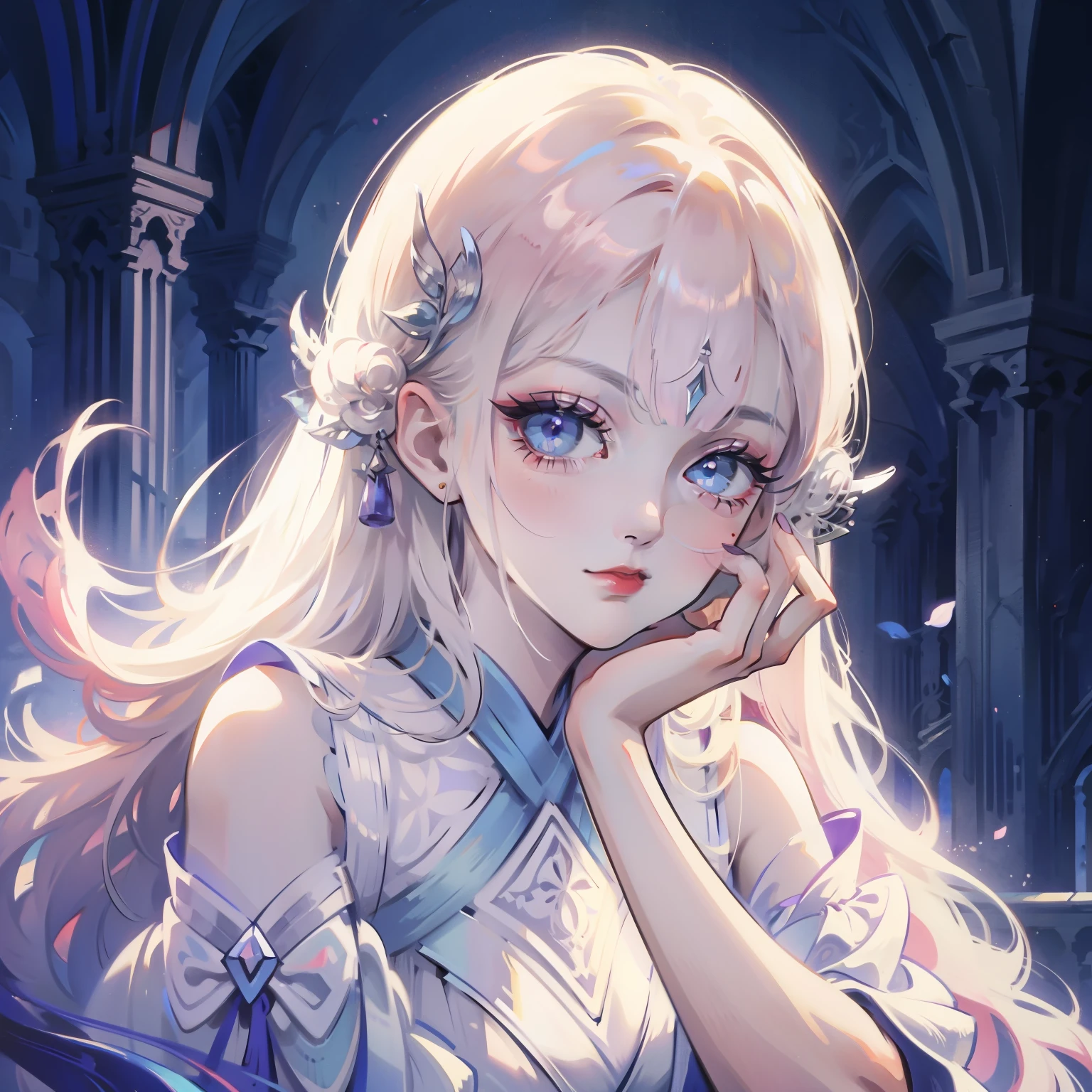 fair, masterpiece, best quality, ((beautiful eyes), (Delicate face)), HiKG, cartoon, 1 Girl, same,, Portrait Photography, Looking at the audience, Intricate details,, ((Strong contrast between light and dark)),, (5 fingers, Exquisite hand shape, 1.5)),