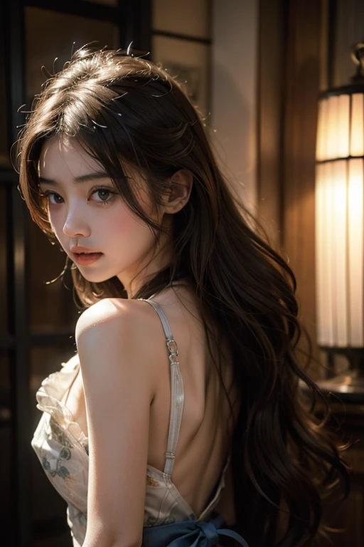 masterpiece、8k、32k、highest quality、(Fine grain)、(Cute Japanese Woman、prohibit)、18-year-old、One Girl、elegant、(Detailed background depiction)、look back、Hilarious, steampunk、clear、Have blue roses