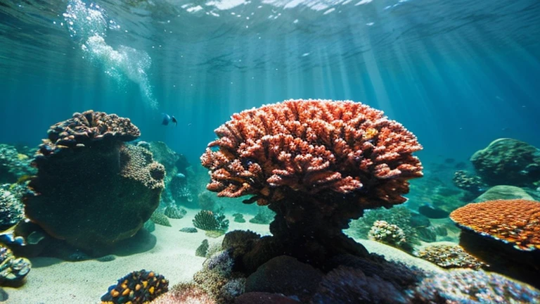 Mysterious underwater rocks and corals