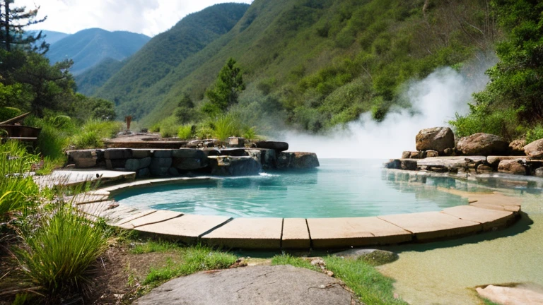 Scenery of hot springs