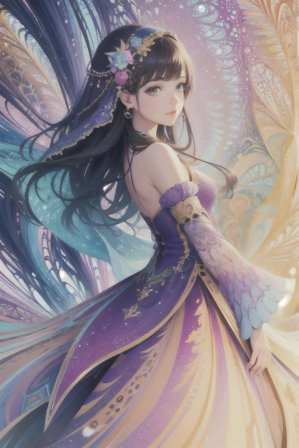 (masterpiece, highest quality, highest quality, Official Art, beautifully、aesthetic:1.2), (One girl), Very detailed,(Fractal Art:1.3),colorful,Most detailed