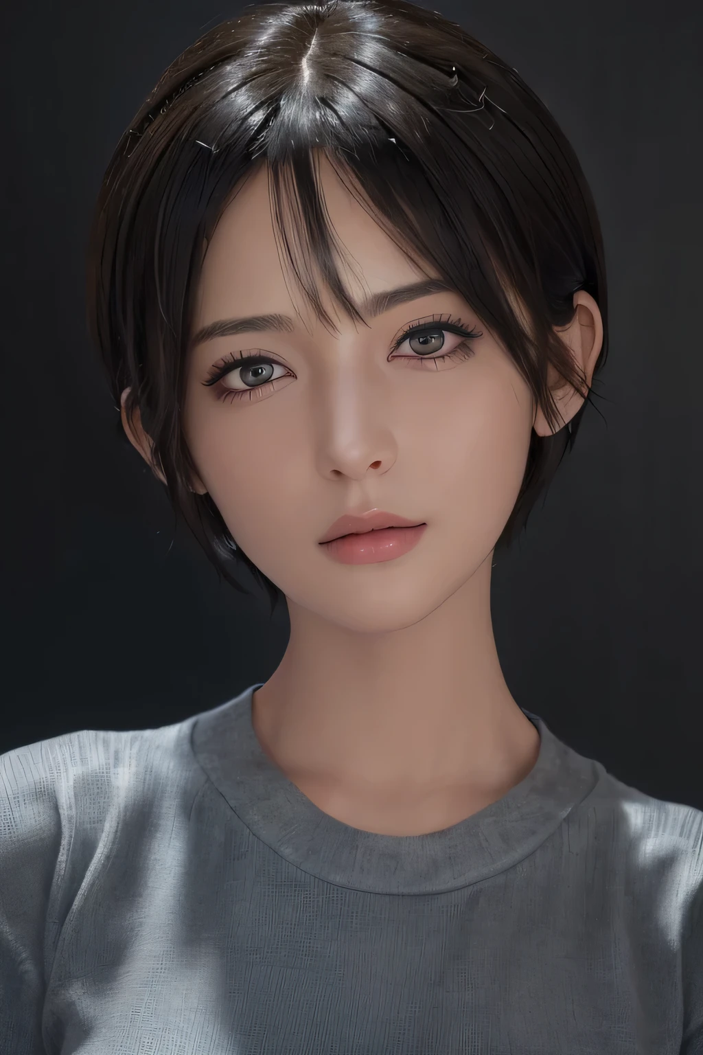 (masterpiece:1.3), (8k, photorealistic, RAW photo, best quality: 1.4), (1girl), beautiful face, (realistic face), (black hair, short hair:1.3), beautiful hairstyle, realistic eyes, beautiful detailed eyes, (realistic skin), beautiful skin, (sweater), absurdres, attractive, ultra high res, ultra realistic, highly detailed, golden ratio