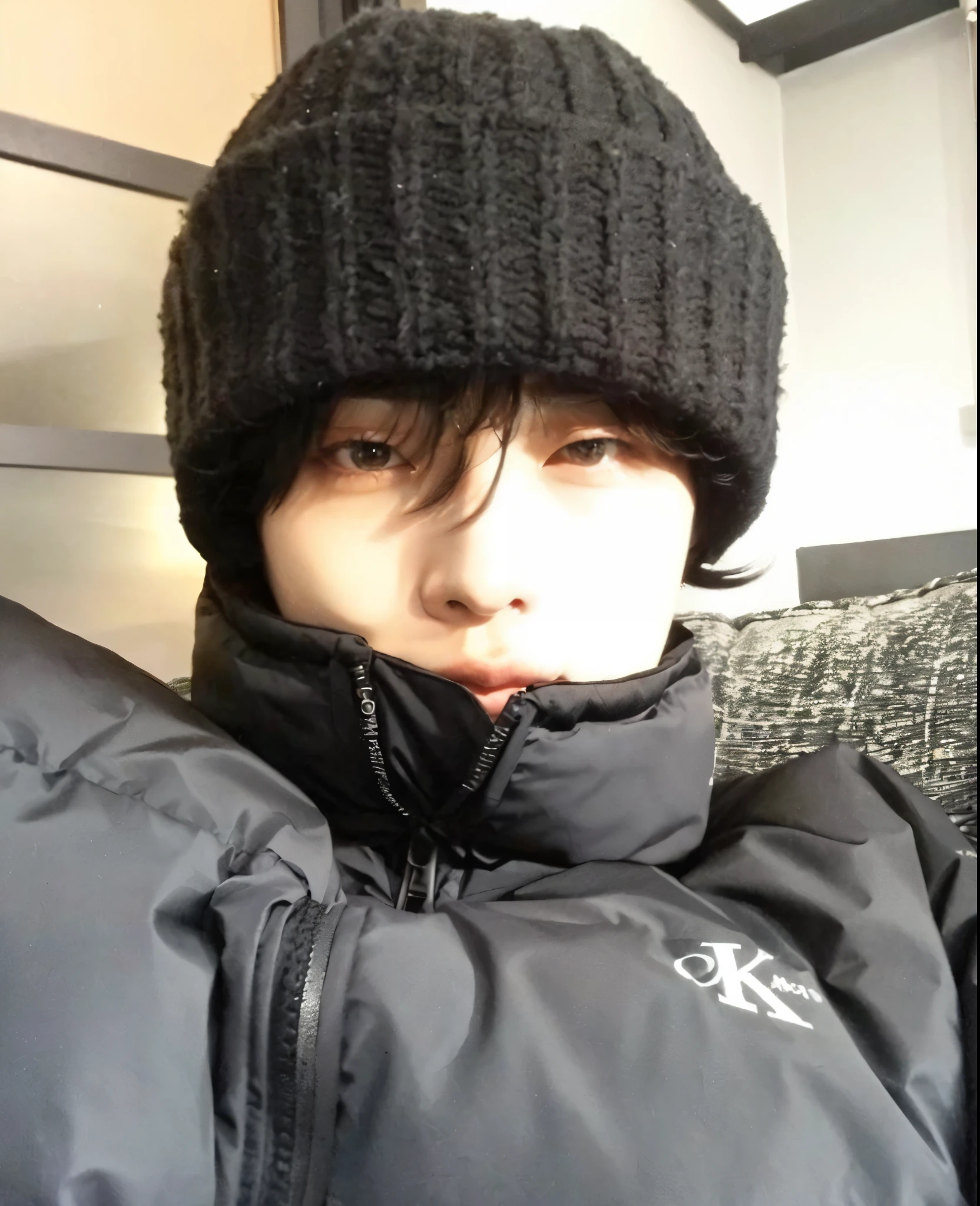 sharp man wearing black hat and jacket sitting on a sofa, Jinyoung Shin, Jungkook, Kim Doyoung, adorable and pale korean face, Jung Jaehyun, Wonbin Lee, Tae June Kim, pintar ulzzang, hyung tae, who is siwoo, Jaeyeon Nam, Hong junho hyung, Parque Jimin, frio, Sun Yunjoo, Hwang se-é, jungkook 