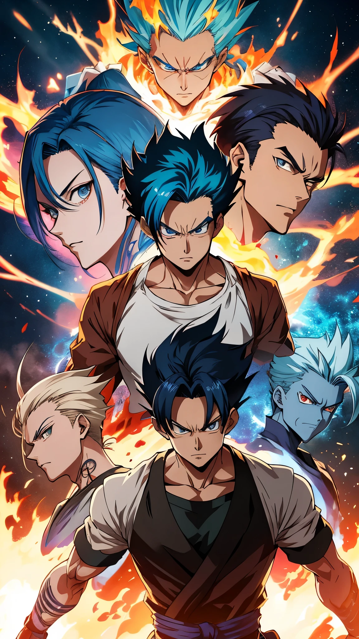 Get ready for a visual feast with Gohan, brilliant blue hair and tattoos, a creature with a handsome face and piercing golden eyes. In his transformed state, he radiates extreme instinct and power, creating an epic anime about this man of energy. See how he manipulates fire and lava in stunning anime artwork that will blow your mind. This concept art is straight from the Bleach Universe, with manga-style 8k wallpapers that will transport you to another dimension. Get ready to be amazed by this detailed piece of digital anime art, showcasing the ultimate combination of style and power.