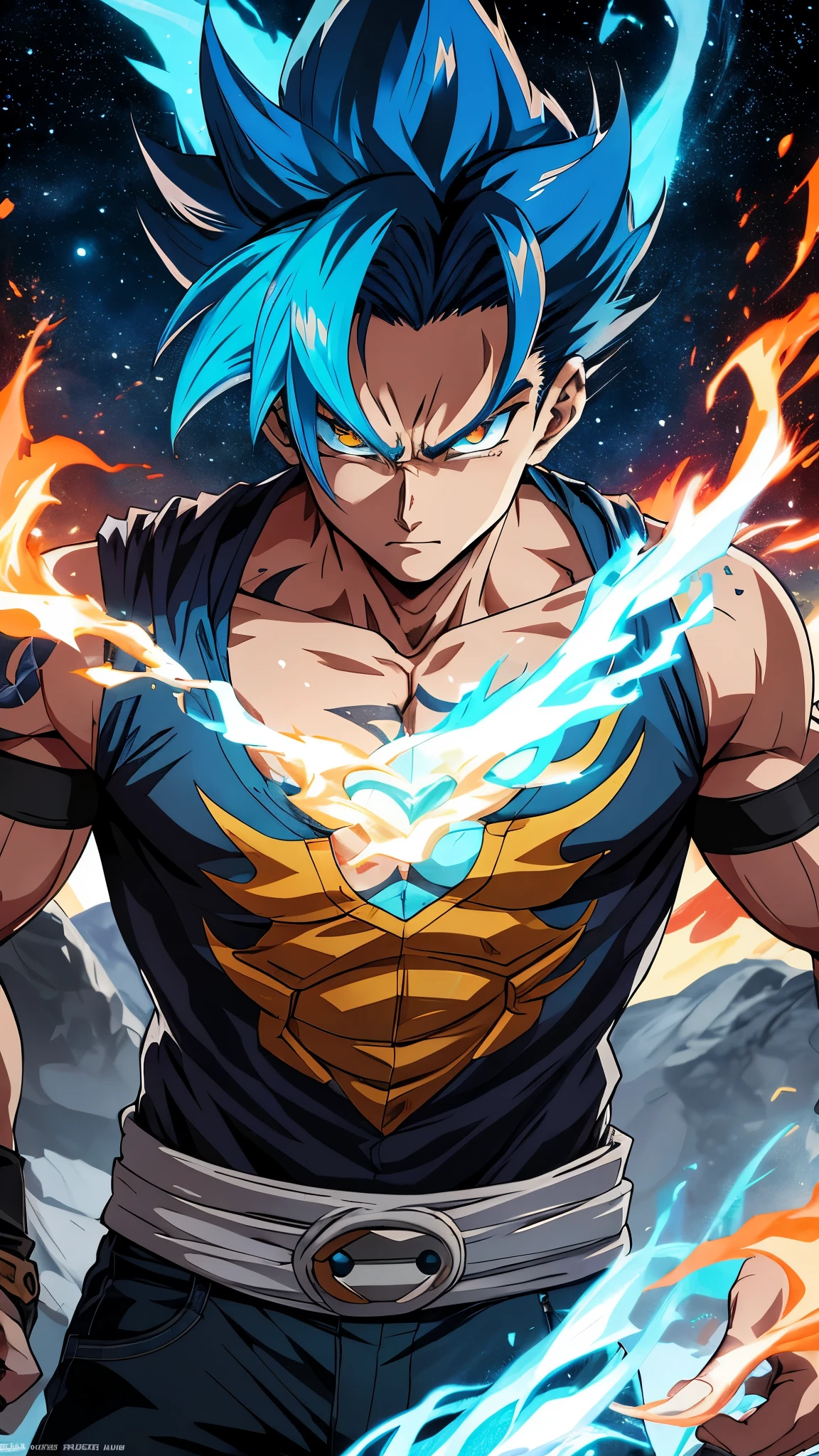 Get ready for a visual feast with Gohan, brilliant blue hair and tattoos, a creature with a handsome face and piercing golden eyes. In his transformed state, he radiates extreme instinct and power, creating an epic anime about this man of energy. See how he manipulates fire and lava in stunning anime artwork that will blow your mind. This concept art is straight from the Bleach Universe, with manga-style 8k wallpapers that will transport you to another dimension. Get ready to be amazed by this detailed piece of digital anime art, showcasing the ultimate combination of style and power.