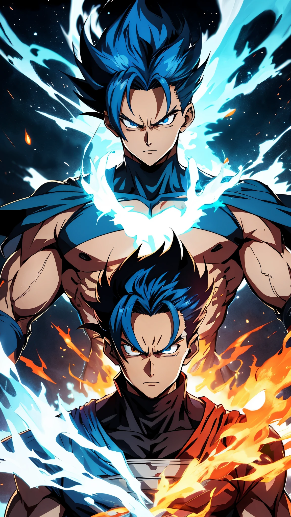 Get ready for a visual feast with Gohan, brilliant blue hair and tattoos, a creature with a handsome face and piercing golden eyes. In his transformed state, he radiates extreme instinct and power, creating an epic anime about this man of energy. See how he manipulates fire and lava in stunning anime artwork that will blow your mind. This concept art is straight from the Bleach Universe, with manga-style 8k wallpapers that will transport you to another dimension. Get ready to be amazed by this detailed piece of digital anime art, showcasing the ultimate combination of style and power.
