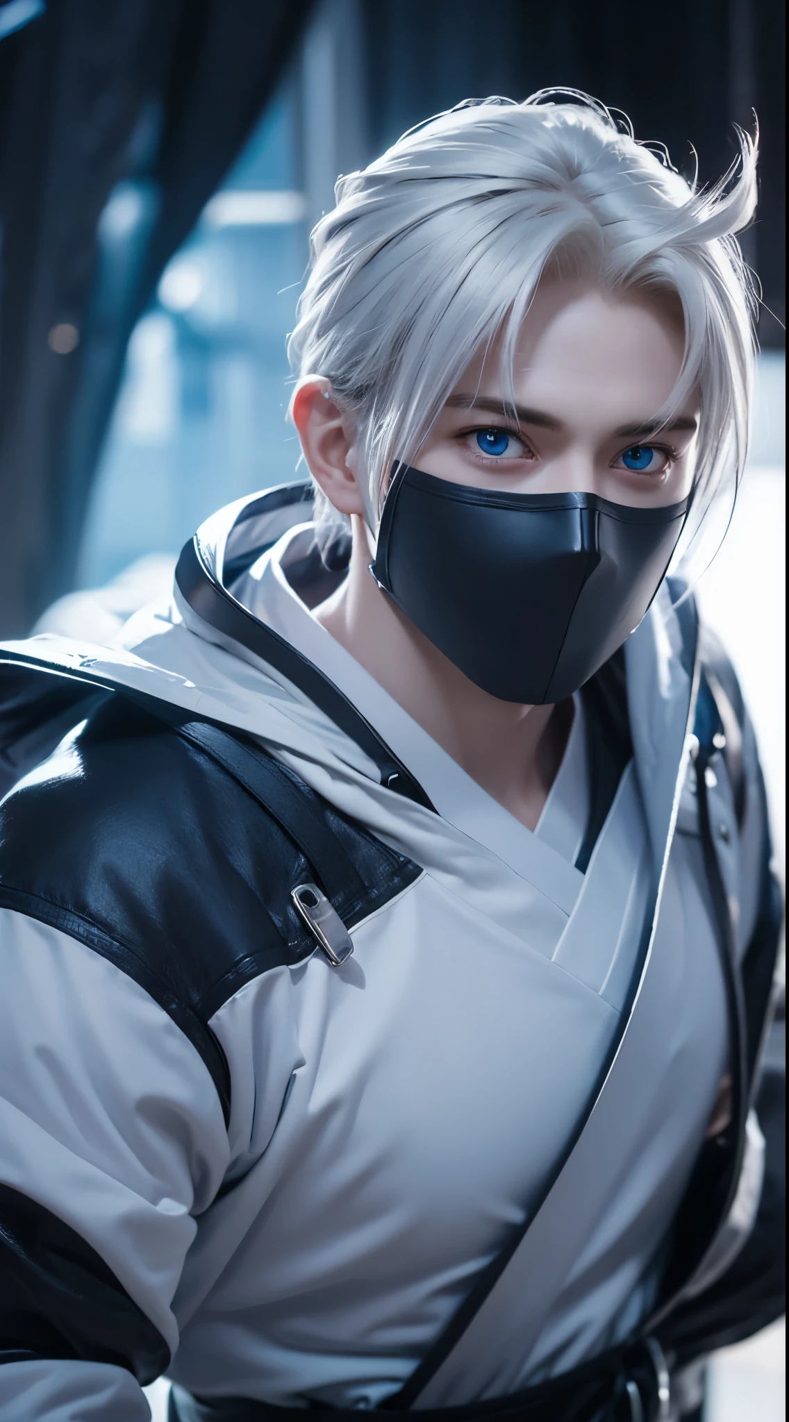 Hot profile picture, masterpiece, extremely accurate rendering, cool beautiful young man, reliable young man, savior of the world, simple design, best picture, 8K, blue eyes pale, the same color as the original demon ninja.