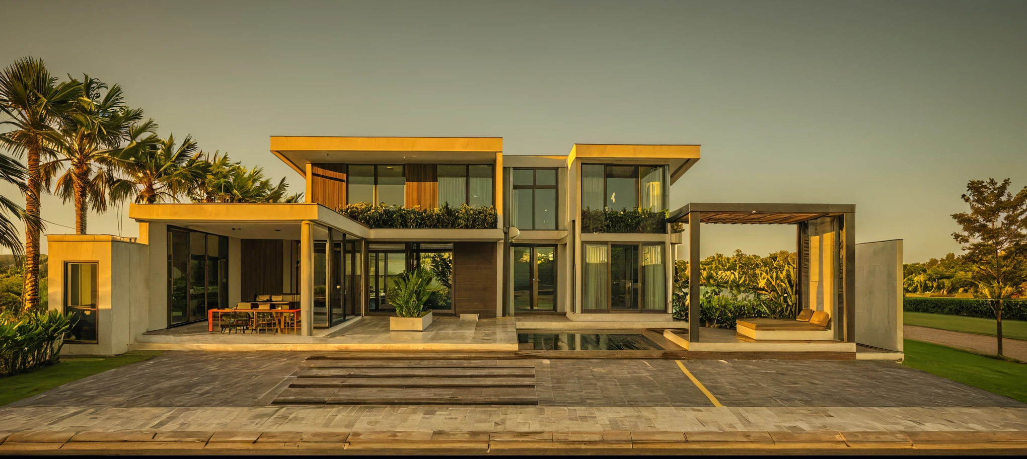 chef-d&#39;artwork, high quality, best quality, authentique, Great detail, en plein air, villa de plain-piedXL, credit group, style de maison moderne dans la rue ,escaliers, mur blanc ,route,pavement, herbe, des arbres, ciel, nuage, (day light:1.1)
