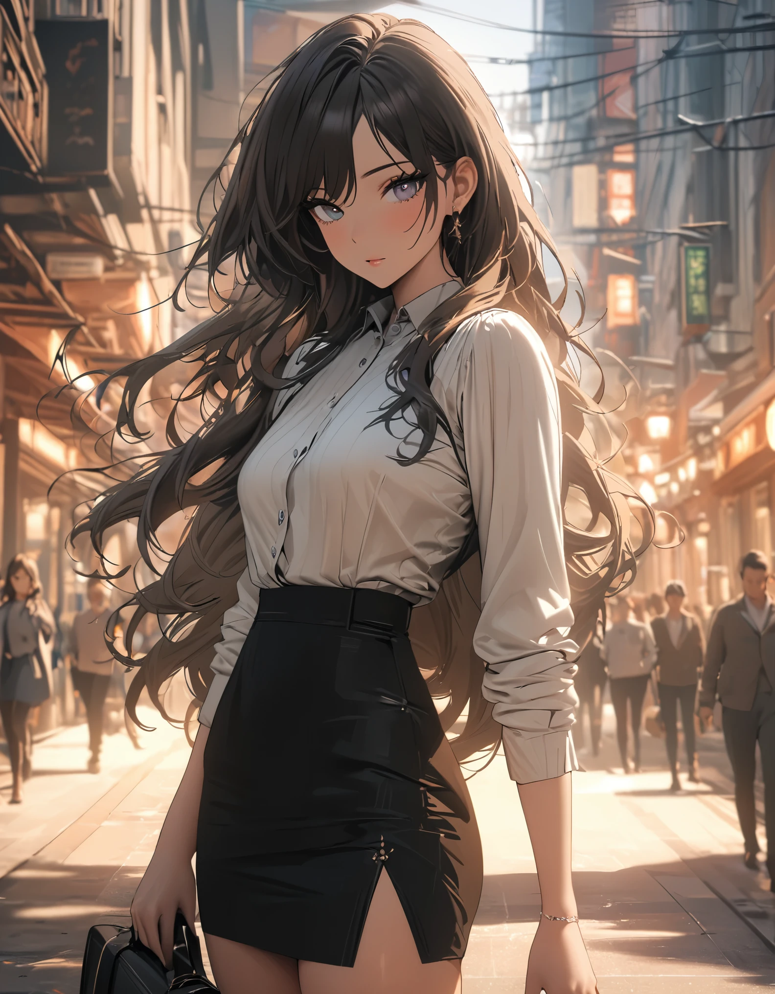 ((best quality, masterpiece: 1.3)), 1 Girl, Slim beauty: 1.3, (Long hair: 1.2), fashion Skirt, Long legs: 1.1, Super delicate face, Beautiful eyes, Double eyelids, outdoor, 8k, UHD, super detail, highres, retina