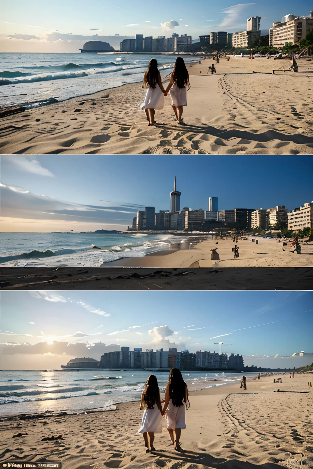 Make a picture of a city from biblical times that is on the beach, families have everything they could have on a beach