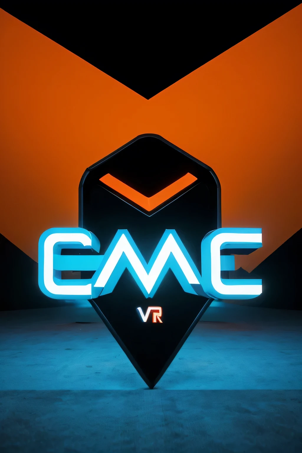 Logo Idea 1:
Create a flat vector, illustrative-style wordmark logo design for an esports company named "VR eSports". The 'VR' initials are creatively integrated into a sleek, futuristic font style. Use bold, electric blue and vibrant orange