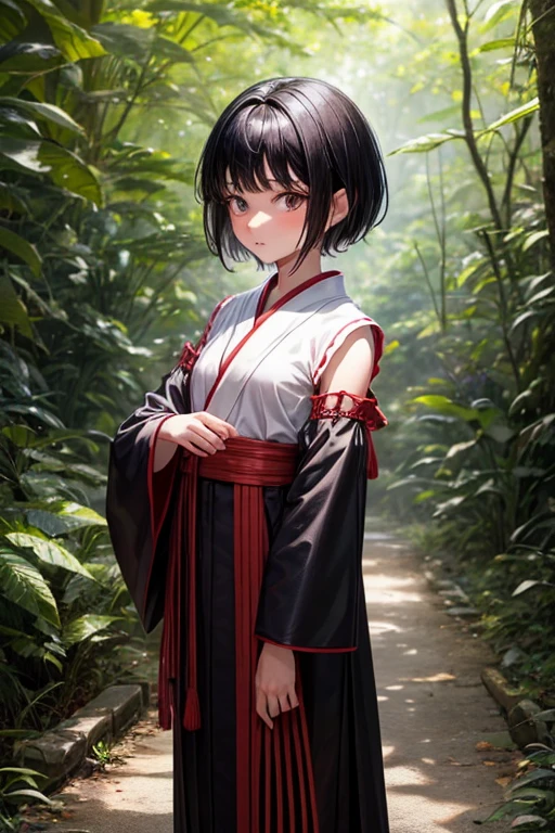 Boy with black hair shortcut Childhood remains No She shyly wears her short-sleeved shrine maiden outfit, hides in the forest so she won't be found, and shows it only to me as she dances in the rain, laughing