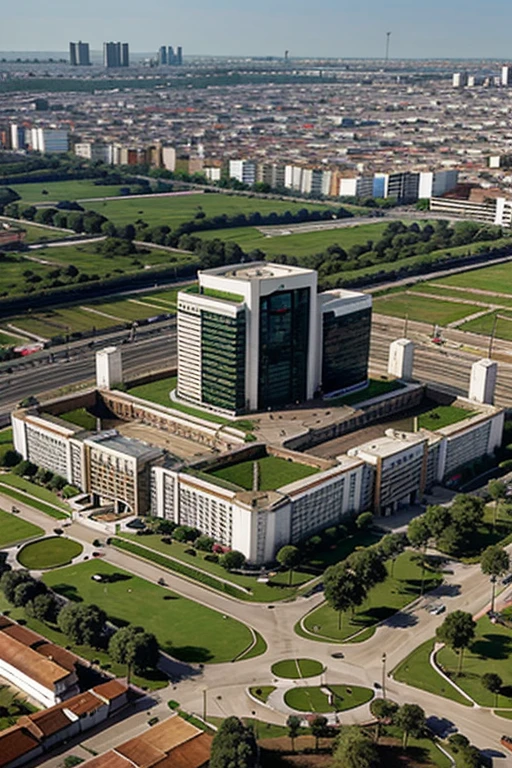 presidencia municipal de una ciudad nueva con forma de cilindro