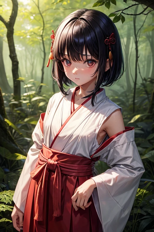 Boy with black hair shortcut Childhood remains No She shyly wears her short-sleeved shrine maiden outfit, hides in the forest so she won't be found, and shows it only to me as she dances in the rain, laughing