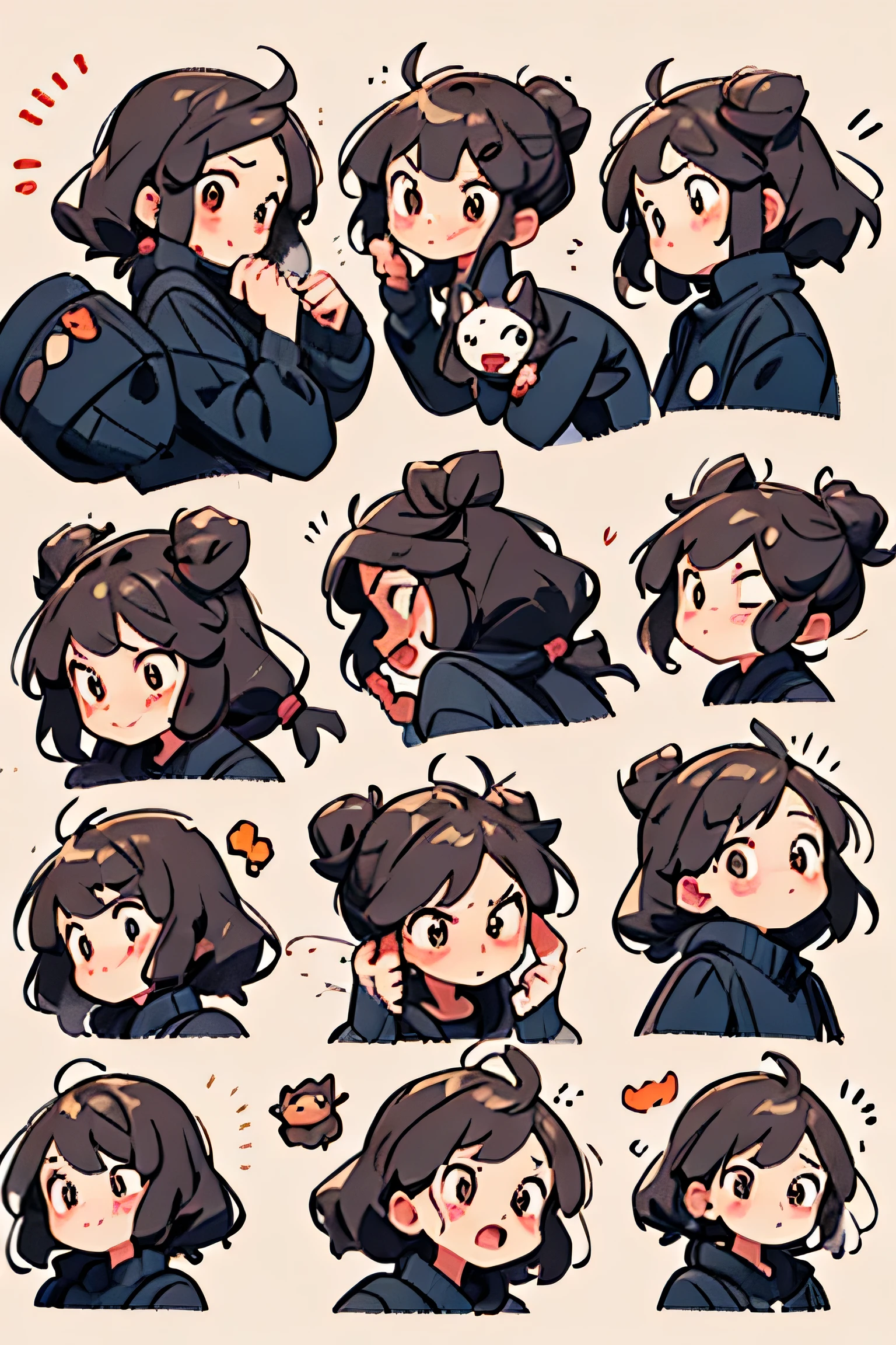 the various expressions of the whiteAkita Dog, cute, fat, multiple pose and expressions, happy, sad, angry, expecting, laughing, disappointed, different emotions, multiple pose and expressions, white background, emoji as illustration set, f/ group, related characters, cute colors, anthropomorphic style, sticker art design, illustrations, digital art, line works, minimalism, detail, hight quality, 8K --niji 5 --style cute