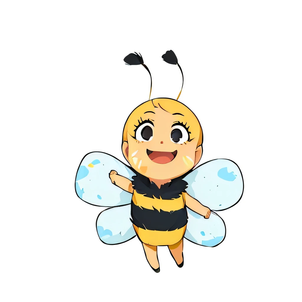 there is a drawing of a abelha with a black and yellow abelha costume, (abelha), big abelha, maya abelha, abelha, 3 d abelha, abelhas flying, abelhas, abelhaing happy, painting big abelhas flying around, inseto, closeup painting of abelha, bumbleabelha, human structure abelha concept art, made of abelhas, mel, character is flying, personagem fofo