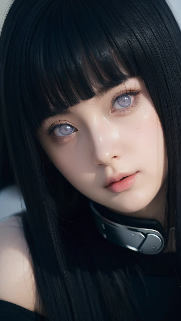 Best Quality, Masterpiece, Ultra High Resolution, (Realistic: 1.4), Original Photo, Side Light, Fine Beautiful Eyes: 1.2, Masterpiece* Portrait, Realism, 1 Girl, Ultra Detailed , perfeck ,Hinata Hyuga ,photo realistic,anime realistic,Normal Breast, realisticstayl,