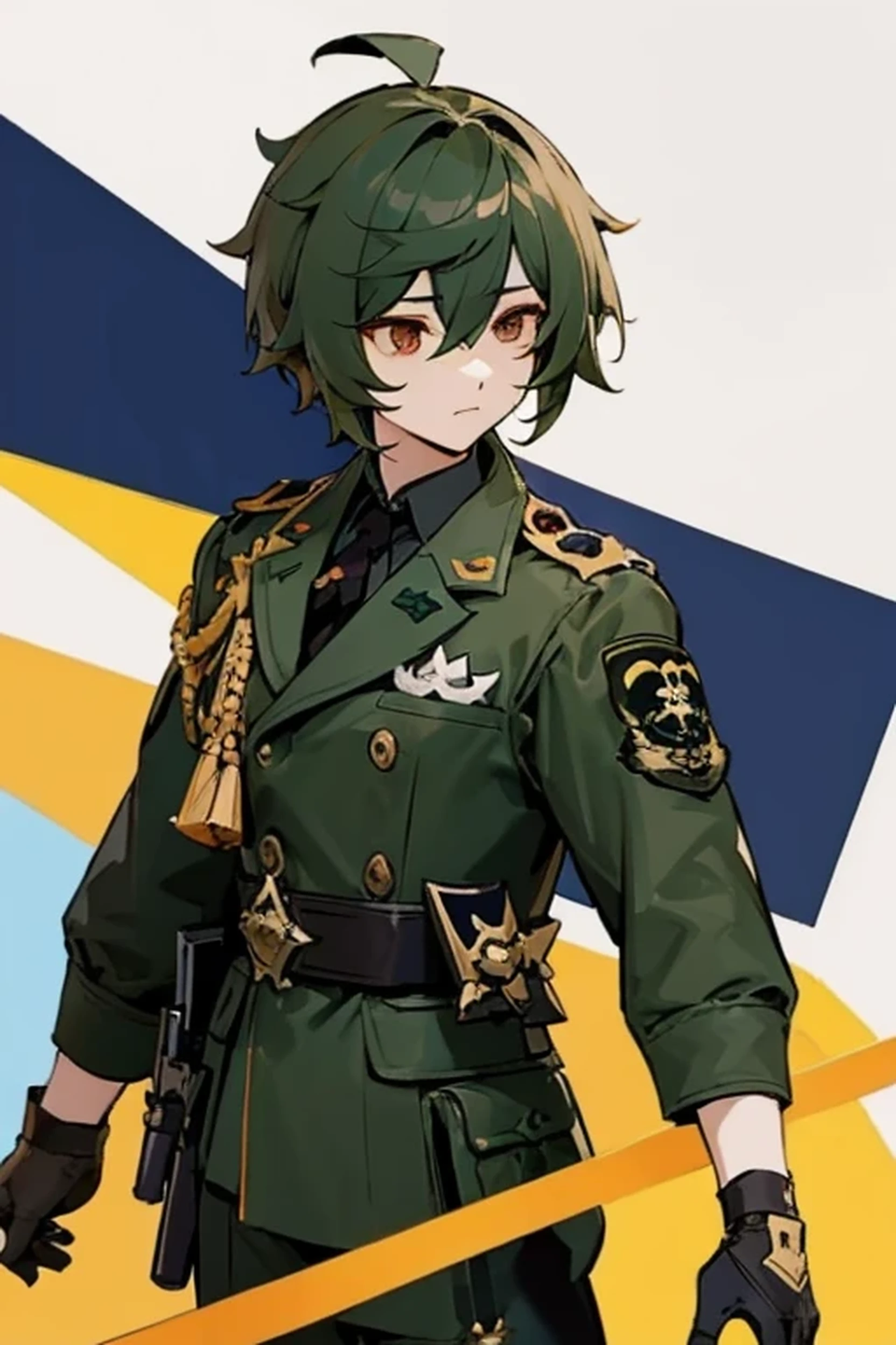 ((Original Character)) male, Honkai Impact, Genshin Impact, military gunner.